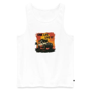 Defender One Life Live It 4x4 LaRor tout-terrain - Débardeur bio Premium Homme - blanc - Devant - AI Model Male 178 light (178cm)