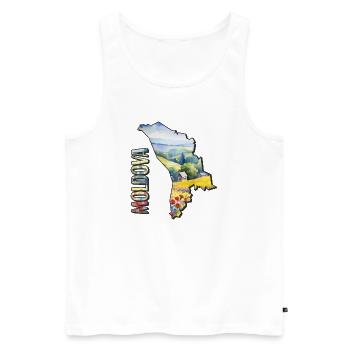 Aquarell Landkarte Moldawien - Männer Premium Bio Tank Top - Weiß - Vorne - Michal (187cm)