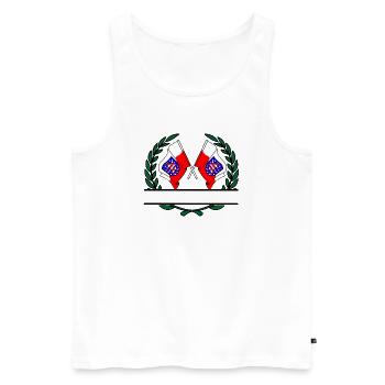 Flags Thuringia laurel wreath banner - Men's Premium Organic Tank Top - white - Front - AI Model Male 178 light (178cm)