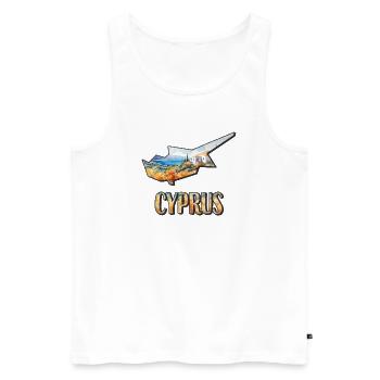 Aquarell Landkarte Zypern - Männer Premium Bio Tank Top - Weiß - Vorne - AI Model Male 178 light (178cm)