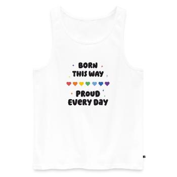 LGBTQ Pride Month - Born This Way. Proud Every Day - Men's Premium Organic Tank Top - white - Front - AI Model Male 178 light (178cm)