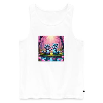 Raccoons in the fairytale forest - Men's Premium Organic Tank Top - white - Front - AI Model Male 178 light (178cm)