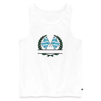 Fahnen Bayern Lorbeerkranz Banner - Männer Premium Bio Tank Top - Weiß - Vorne - Michal (187cm)