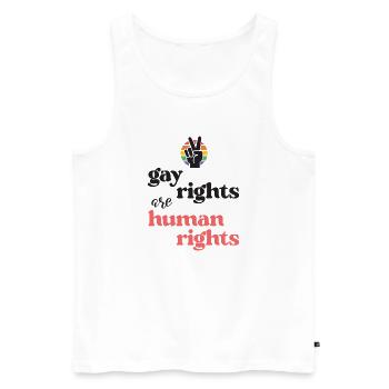 LGBT Pride Month - Gay Rights Are Human Rights - Men's Premium Organic Tank Top - white - Front - Michal (187cm)