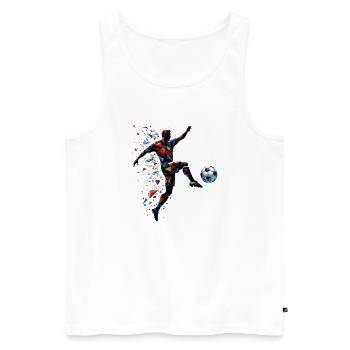 joueur de football dynamique jouant au football - Débardeur bio Premium Homme - blanc - Devant - AI Model Male 178 light (178cm)