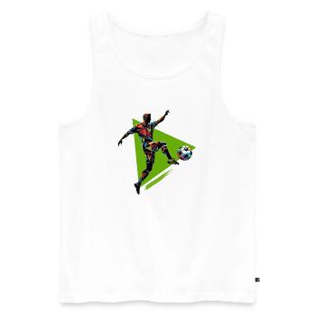 joueur de football dynamique jouant au football - Débardeur bio Premium Homme - blanc - Devant - AI Model Male 178 light (178cm)