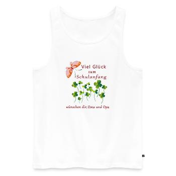 Good luck at the start of school with lucky clover - Men's Premium Organic Tank Top - white - Front - AI Model Male 178 light (178cm)