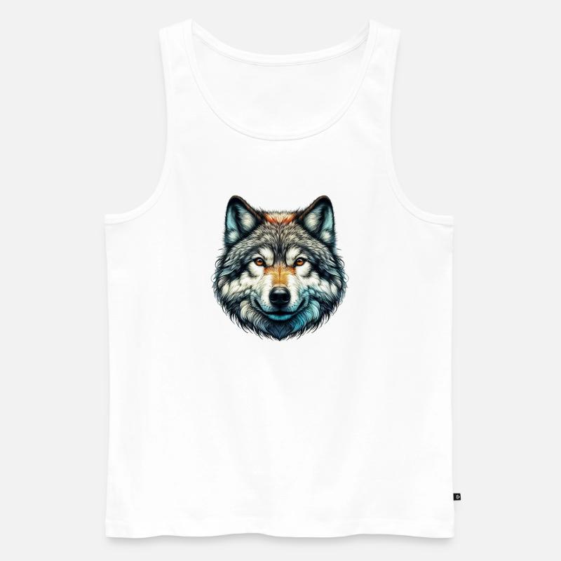 Wolf - Männer Premium Bio Tank Top - Weiß