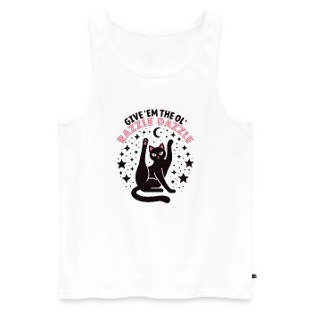Funny cat: Give Them The Ol' Razzle Dazzle - Men's Premium Organic Tank Top - white - Front - AI Model Male 178 light (178cm)