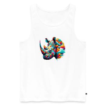 Rhinoceros - Men's Premium Organic Tank Top - white - Front - Michal (187cm)