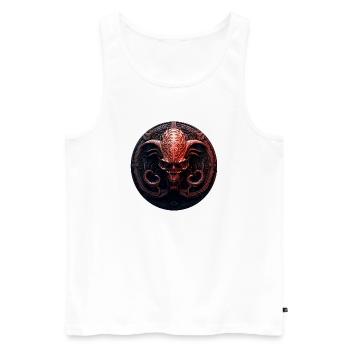 Dämonen-Schädel im Kreis-Emblem - Männer Premium Bio Tank Top - Weiß - Vorne - Michal (187cm)