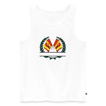 Drapeaux Bannière couronne de laurier Lodz - Débardeur bio Premium Homme - blanc - Devant - Michal (187cm)