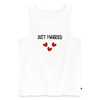 GERADE VERHEIRATET. Junggesellinnenabschied. VALENTINSTAG. PAAR - Männer Premium Bio Tank Top - Weiß - Vorne - Michal (187cm)