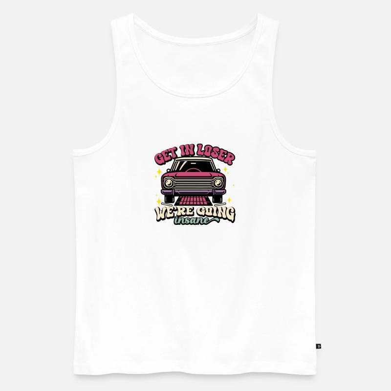 Retro Auto Verschwinde Wahnsinniges Design - Männer Premium Bio Tank Top - Weiß
