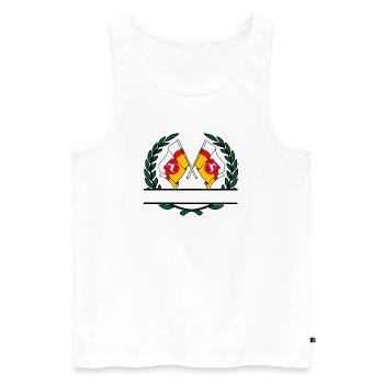 Drapeaux Lubin couronne de laurier bannière - Débardeur bio Premium Homme - blanc - Devant - AI Model Male 178 light (178cm)