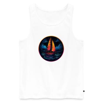 Neonsegler am Abendsee - Männer Premium Bio Tank Top - Weiß - Vorne - Michal (187cm)