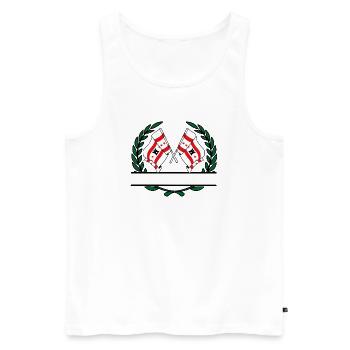 Drapeaux de la province de Drenthe couronne de laurier bannière - Débardeur bio Premium Homme - blanc - Devant - AI Model Male 178 light (178cm)