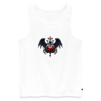 Elegant Gothic Heart with Fantasy Bird. - Men's Premium Organic Tank Top - white - Front - AI Model Male 178 light (178cm)