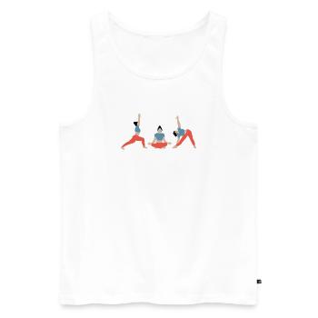 Power yoga dans la salle de sport bleu orange - Débardeur bio Premium Homme - blanc - Devant - AI Model Male 178 light (178cm)
