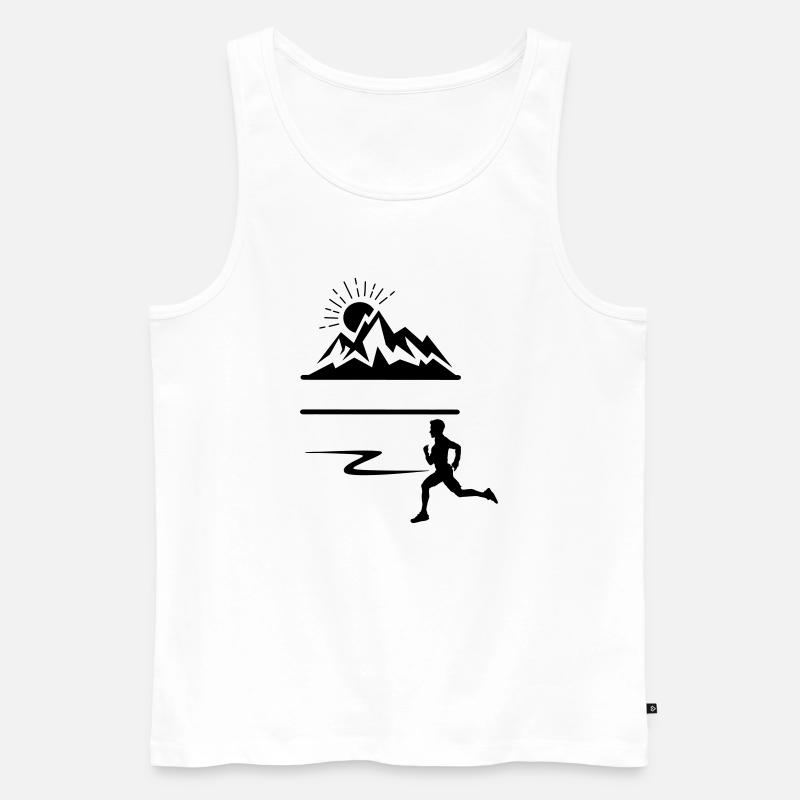 Runner Man Berge - Männer Premium Bio Tank Top - Weiß