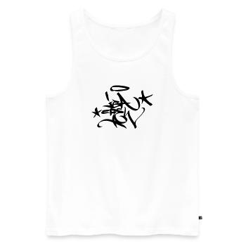 Graffiti Tag JGA Crew Angel 02 1C - Men's Premium Organic Tank Top - white - Front - AI Model Male 178 light (178cm)
