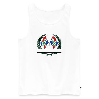Drapeaux de la province de Groningue, bannière de couronne de laurier - Débardeur bio Premium Homme - blanc - Devant - AI Model Male 178 light (178cm)
