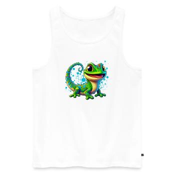 Gecko - Männer Premium Bio Tank Top - Weiß - Vorne - Michal (187cm)