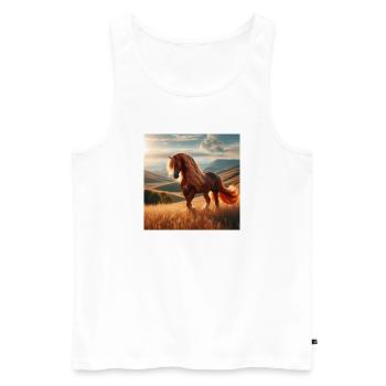 Freies Pferd - Männer Premium Bio Tank Top - Weiß - Vorne - Michal (187cm)