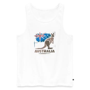 Australie Kangourou bande dessinée drapeau nature animaux symbole - Débardeur bio Premium Homme - blanc - Devant - Michal (187cm)