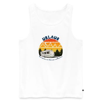 Urlaub gemeinsam im Wohnwagen - Männer Premium Bio Tank Top - Weiß - Vorne - Michal (187cm)