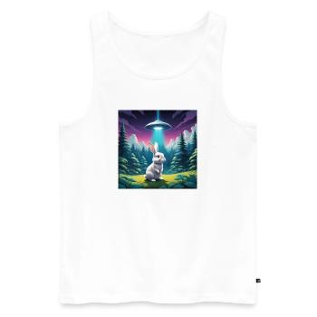 Hase mit UFO - Männer Premium Bio Tank Top - Weiß - Vorne - Michal (187cm)