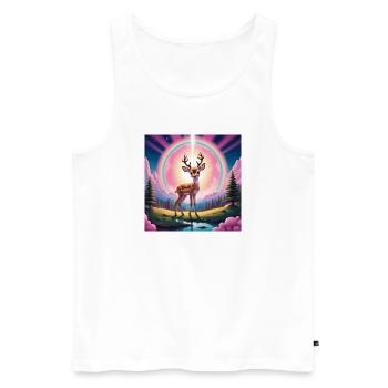 Reh mit Regenbogen - Männer Premium Bio Tank Top - Weiß - Vorne - Michal (187cm)