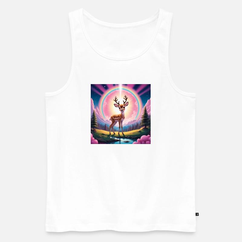 Reh mit Regenbogen - Männer Premium Bio Tank Top - Weiß