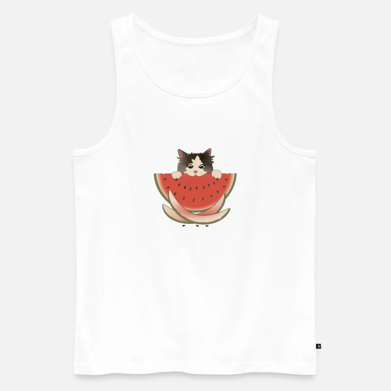 Wassermelone Delight Katze - Männer Premium Bio Tank Top - Weiß