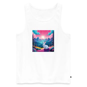 Hase am Berg - Männer Premium Bio Tank Top - Weiß - Vorne - AI Model Male 178 light (178cm)