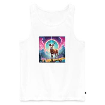 Deer on the mountain - Men's Premium Organic Tank Top - white - Front - Michal (187cm)