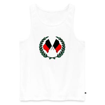 laggen province de Namur belgique couronne de laurier - Débardeur bio Premium Homme - blanc - Devant - AI Model Male 178 light (178cm)