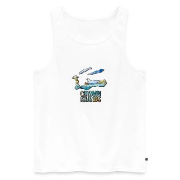 Aquarell Landkarte Kaiman Inseln - Männer Premium Bio Tank Top - Weiß - Vorne - Michal (187cm)