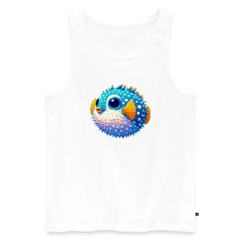 Kugelfisch - Männer Premium Bio Tank Top - Weiß - Vorne - AI Model Male 178 light (178cm)
