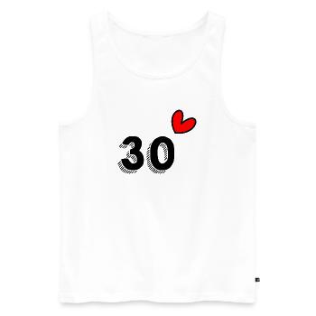 30. 30 YEARS. 30th ANNIVERSARY. 30 YEARS ANNIVERSARY. - Men's Premium Organic Tank Top - white - Front - AI Model Male 178 light (178cm)