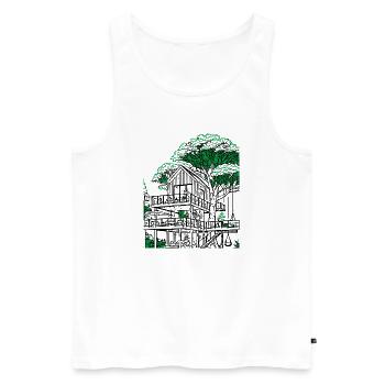 Cabane dans les arbres - Débardeur bio Premium Homme - blanc - Devant - AI Model Male 178 light (178cm)