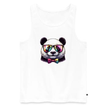 Panda with Glasses and Bow Tie - Men's Premium Organic Tank Top - white - Front - AI Model Male 178 light (178cm)