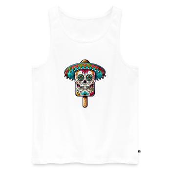 drôle de crâne motif de glace - Día de Muertos - Débardeur bio Premium Homme - blanc - Devant - Michal (187cm)