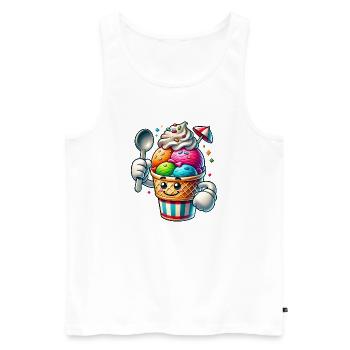 motif de glace de dessin animé joyeux pour les plaisirs de l’été - Débardeur bio Premium Homme - blanc - Devant - Michal (187cm)