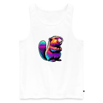 Bieber - Männer Premium Bio Tank Top - Weiß - Vorne - AI Model Male 178 light (178cm)