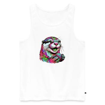 Otter - Männer Premium Bio Tank Top - Weiß - Vorne - Michal (187cm)