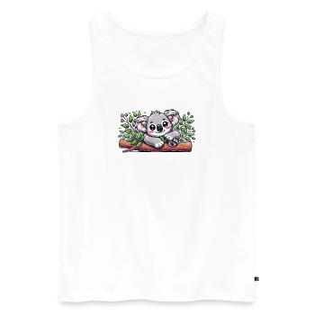The cute koala bear on a eucalyptus branch - Men's Premium Organic Tank Top - white - Front - Michal (187cm)