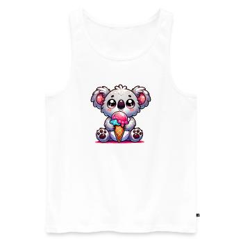 Der niedliche Koala genießt ein buntes Eis - Männer Premium Bio Tank Top - Weiß - Vorne - AI Model Male 178 light (178cm)