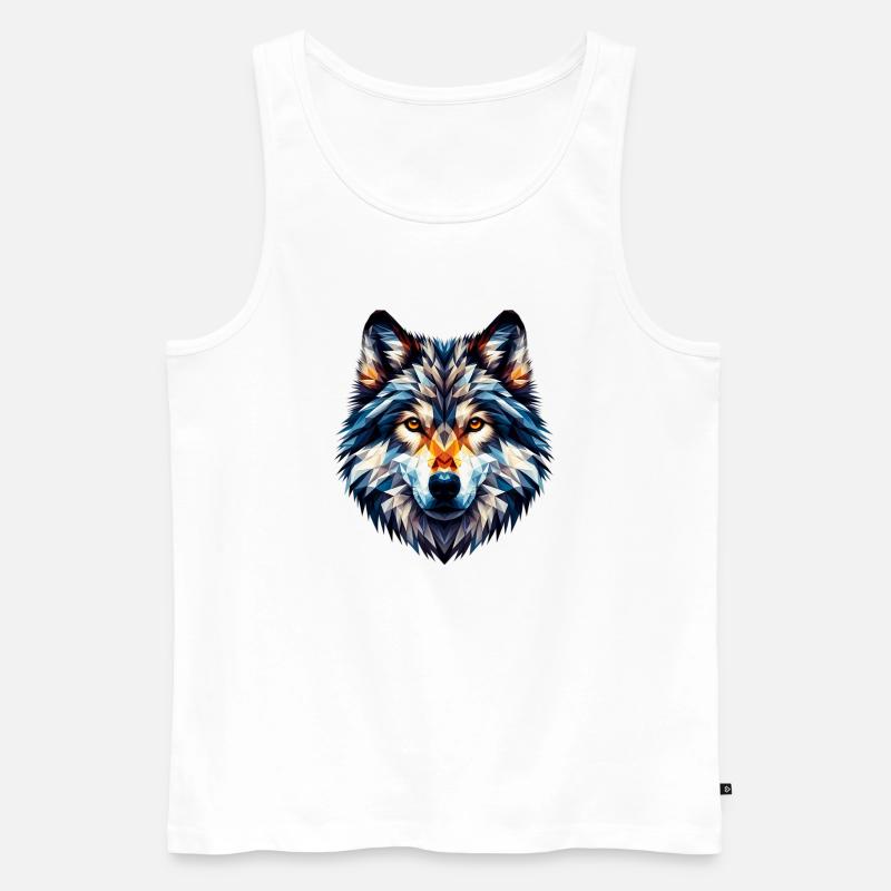 Polygonaler Wolf - Männer Premium Bio Tank Top - Weiß