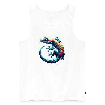 Polygonaler Gecko - Männer Premium Bio Tank Top - Weiß - Vorne - AI Model Male 178 light (178cm)